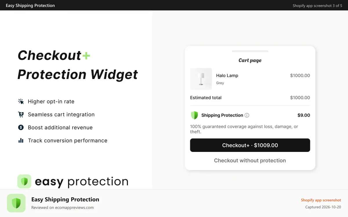 Easy Shipping Protection Shopify app screenshot: Easy Protection customize