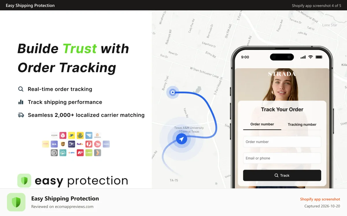 Easy Shipping Protection Shopify app screenshot: Easy shipping protection checkout page