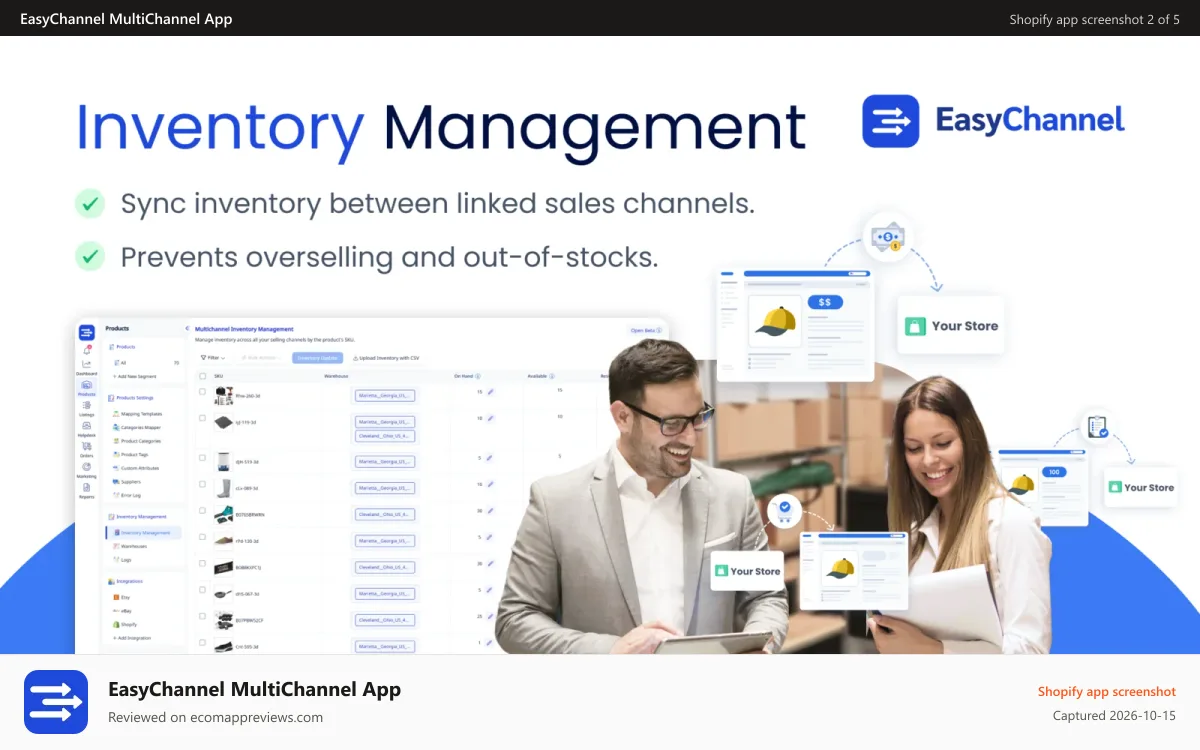 EasyChannel MultiChannel App Shopify app screenshot: Multichannel Listing and Inventory Managment