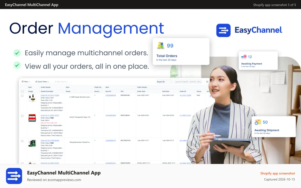 EasyChannel MultiChannel App Shopify app screenshot: Multi Channel Order Managment