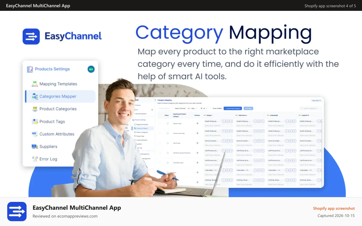 EasyChannel MultiChannel App Shopify app screenshot: Automated Category Mapping