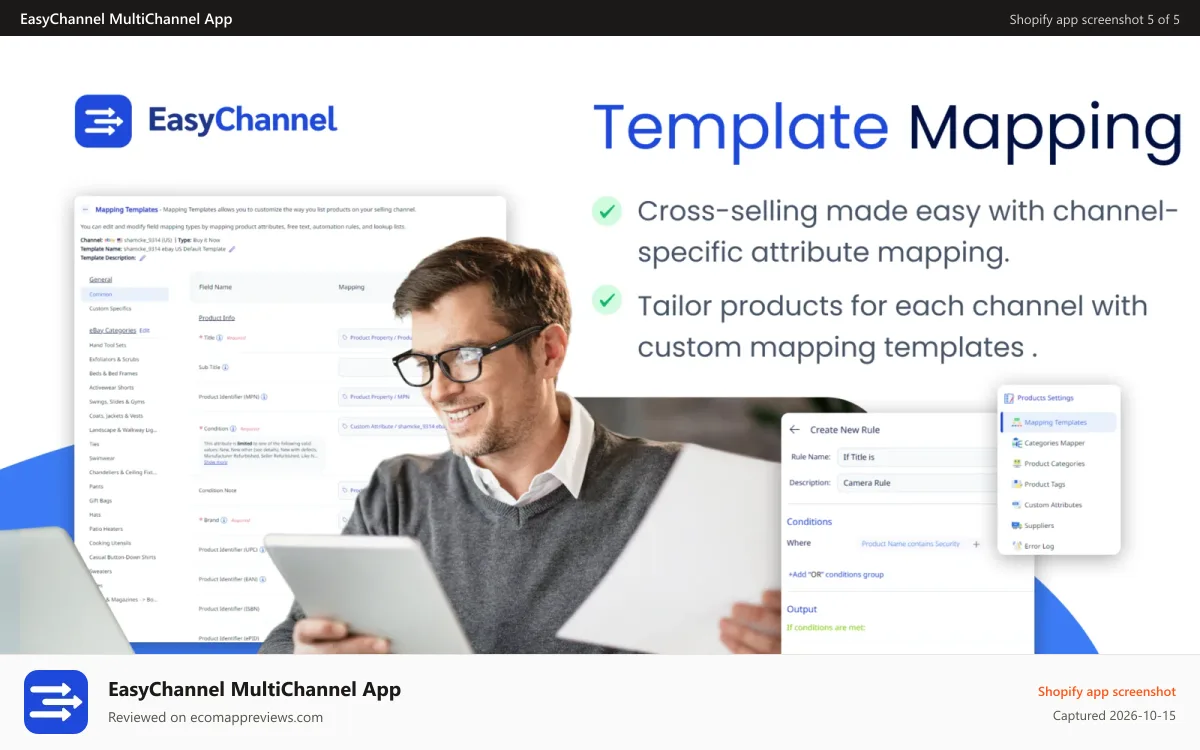 EasyChannel MultiChannel App Shopify app screenshot: Map Data between channels Easily
