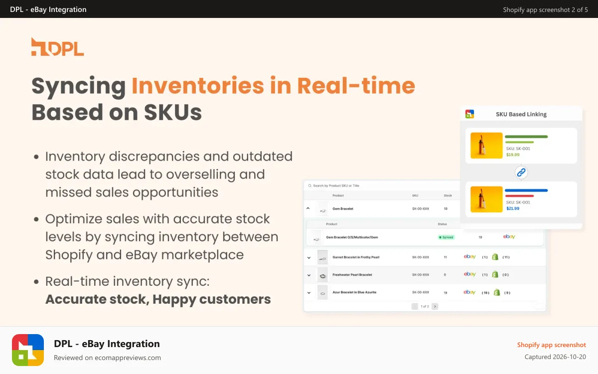 DPL ‑ eBay Integration Shopify app screenshot: Easily import your eBay Product listings to Shopify