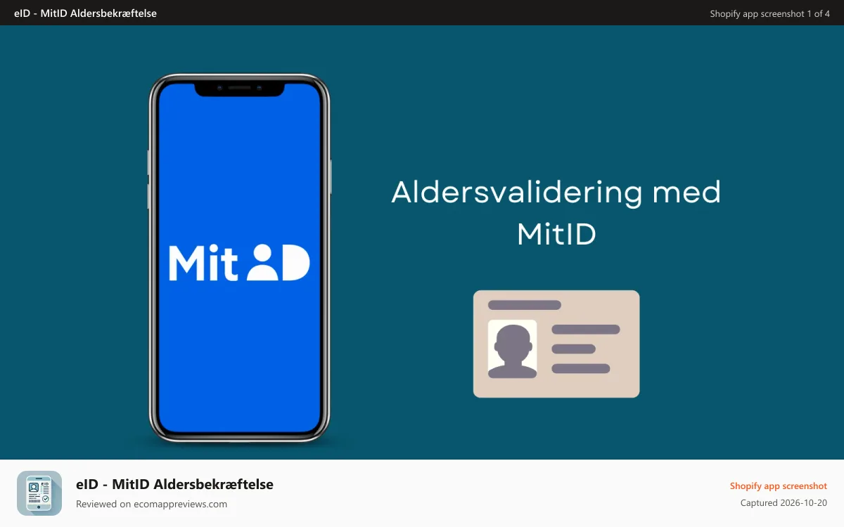 eID ‑ MitID Aldersbekræftelse Shopify app screenshot: MitID Validering