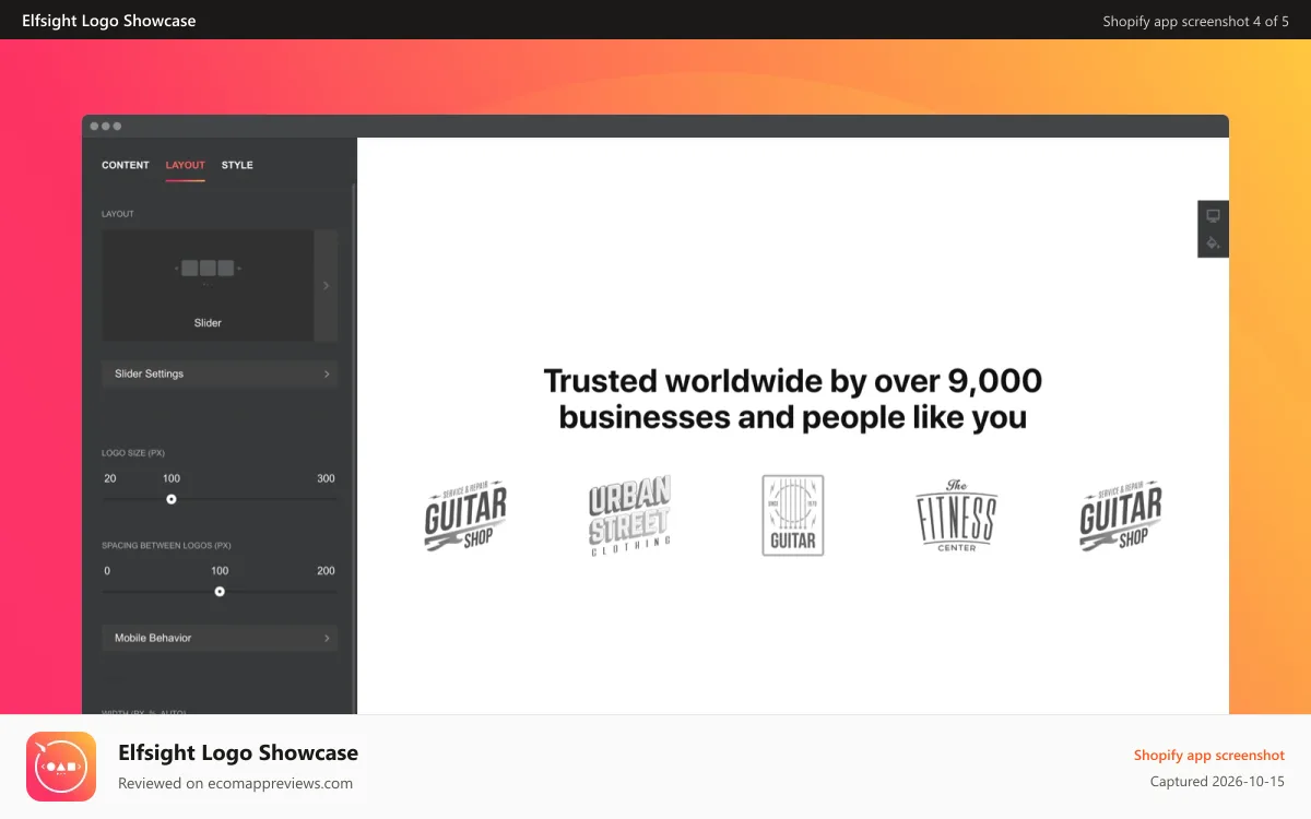 Elfsight Logo Showcase Shopify app screenshot: Choose greyscale for a stylish minimalist look