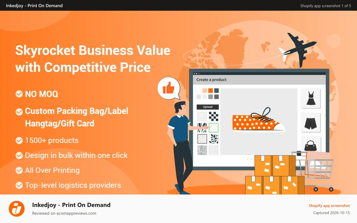 Inkedjoy ‑ Print On Demand Shopify app screenshot: Advantages