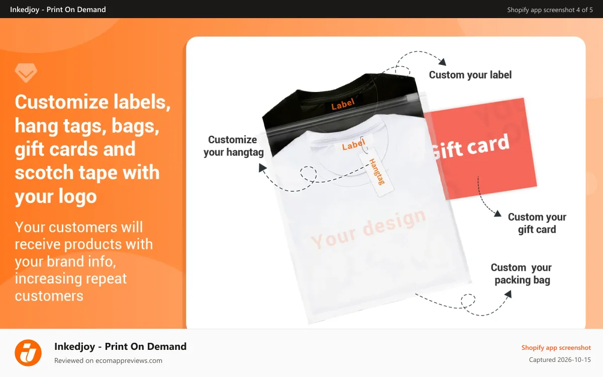 Inkedjoy ‑ Print On Demand Shopify app screenshot: Custom branding service