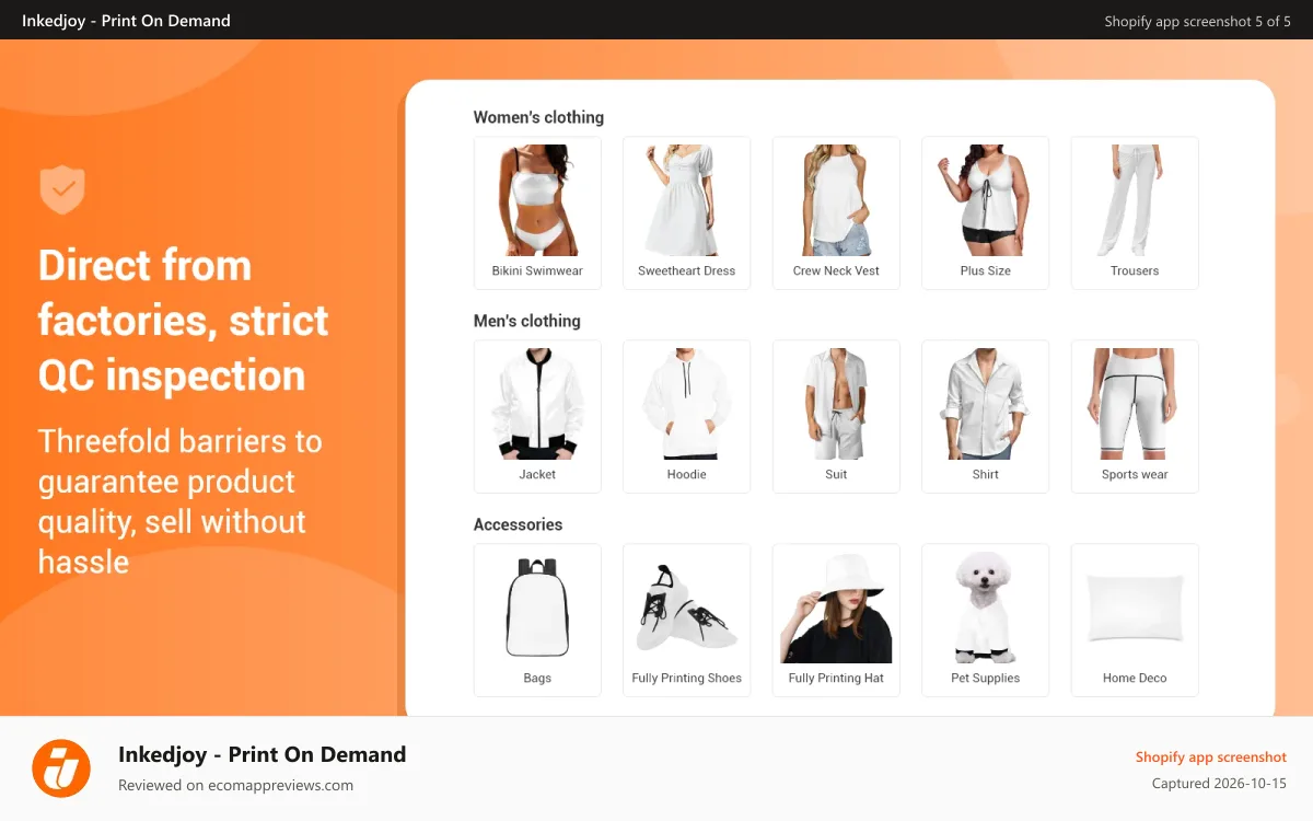 Inkedjoy ‑ Print On Demand Shopify app screenshot: 1000+ products