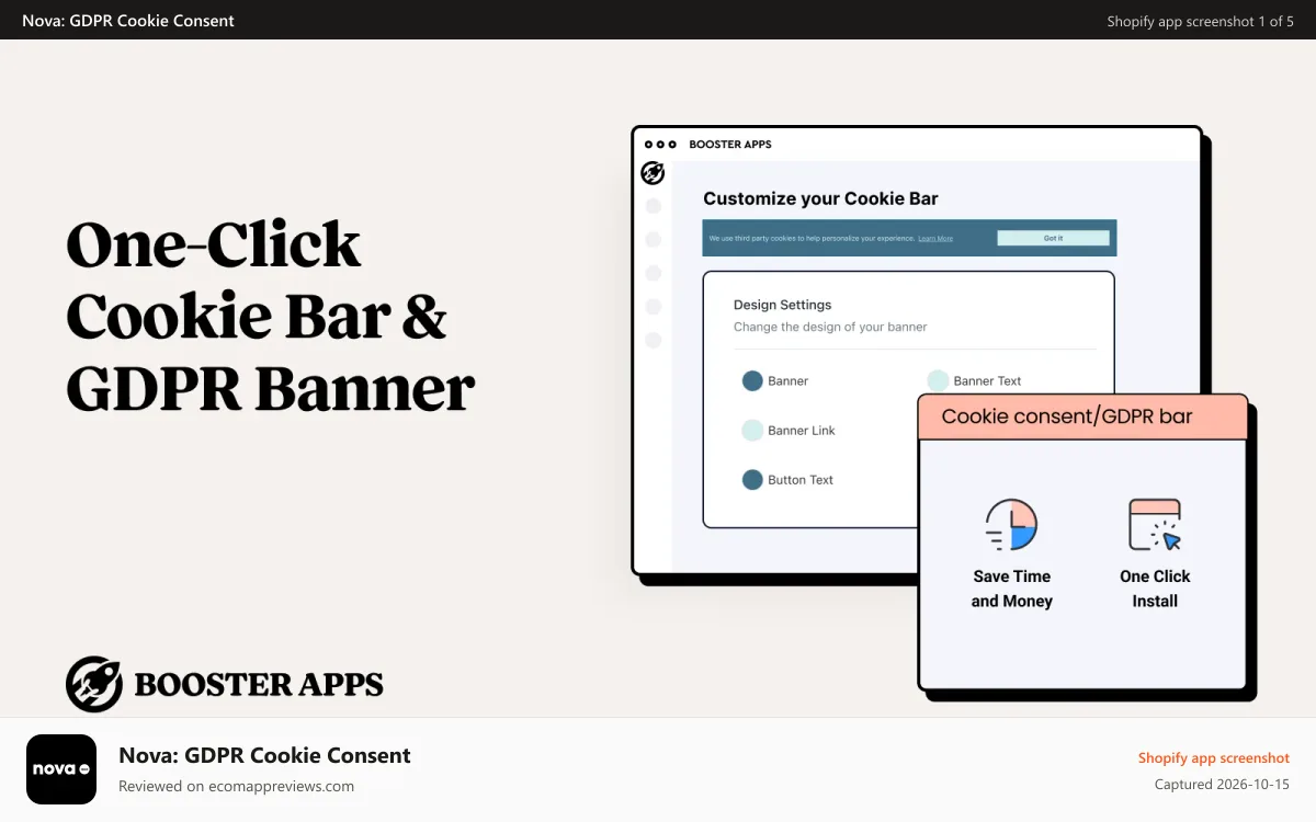 Nova: GDPR Cookie Consent Shopify app screenshot: EU Cookie Bar