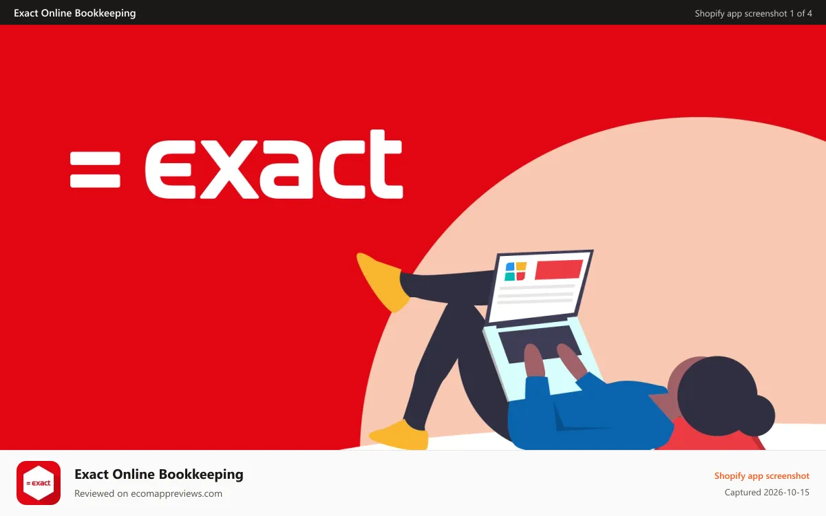 Exact Online Bookkeeping Shopify app screenshot: Integrate with Exact Online