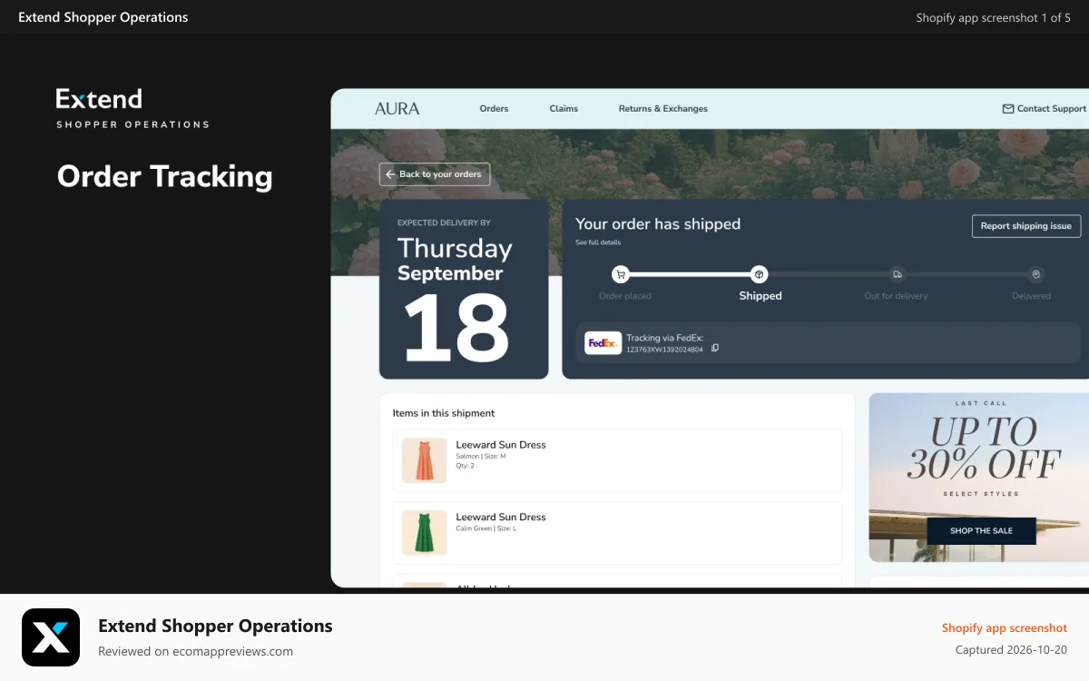 Extend Shopper Operations Shopify app screenshot: Order Tracking