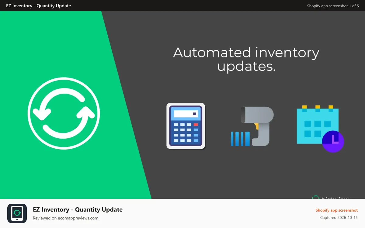 EZ Inventory ‑ Quantity Update Shopify app screenshot: Automated inventory updates.