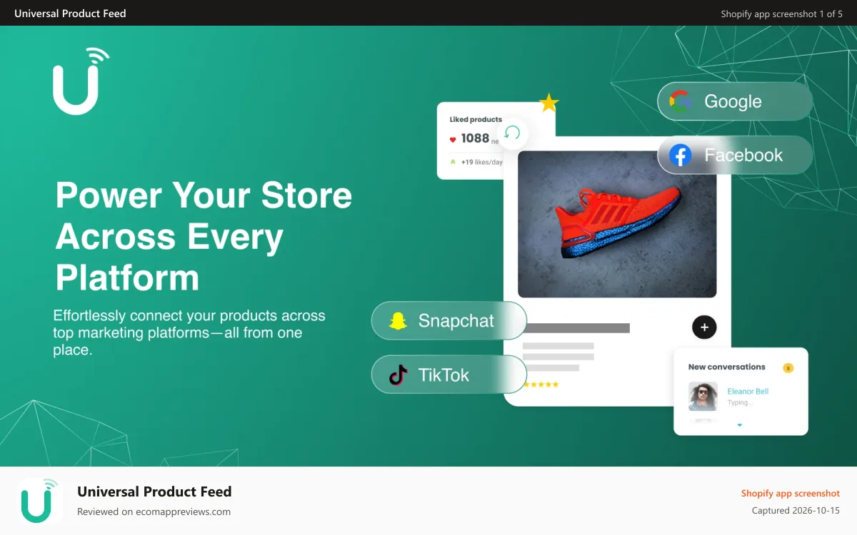 Universal Product Feed Shopify app screenshot: Universal Product Feed