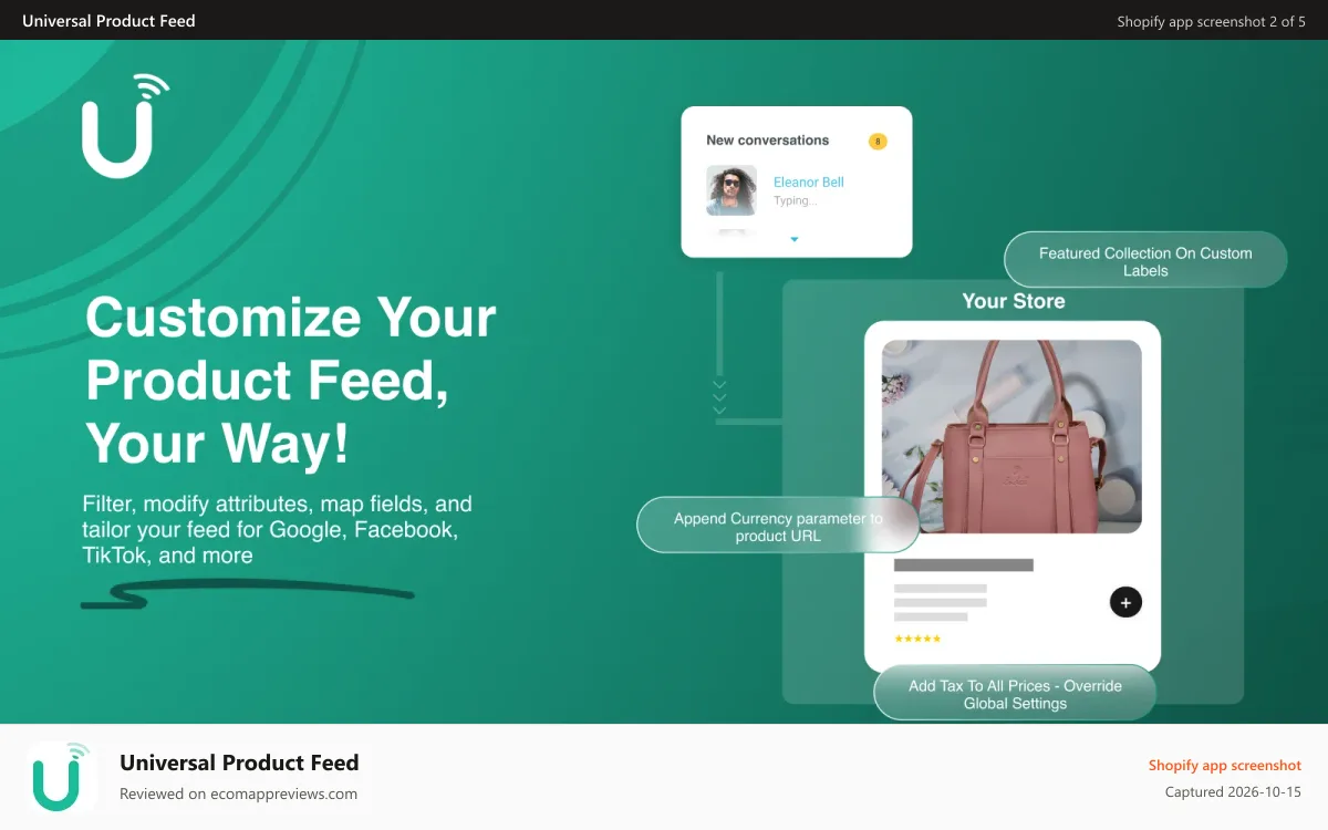 Universal Product Feed Shopify app screenshot: Google Shopping