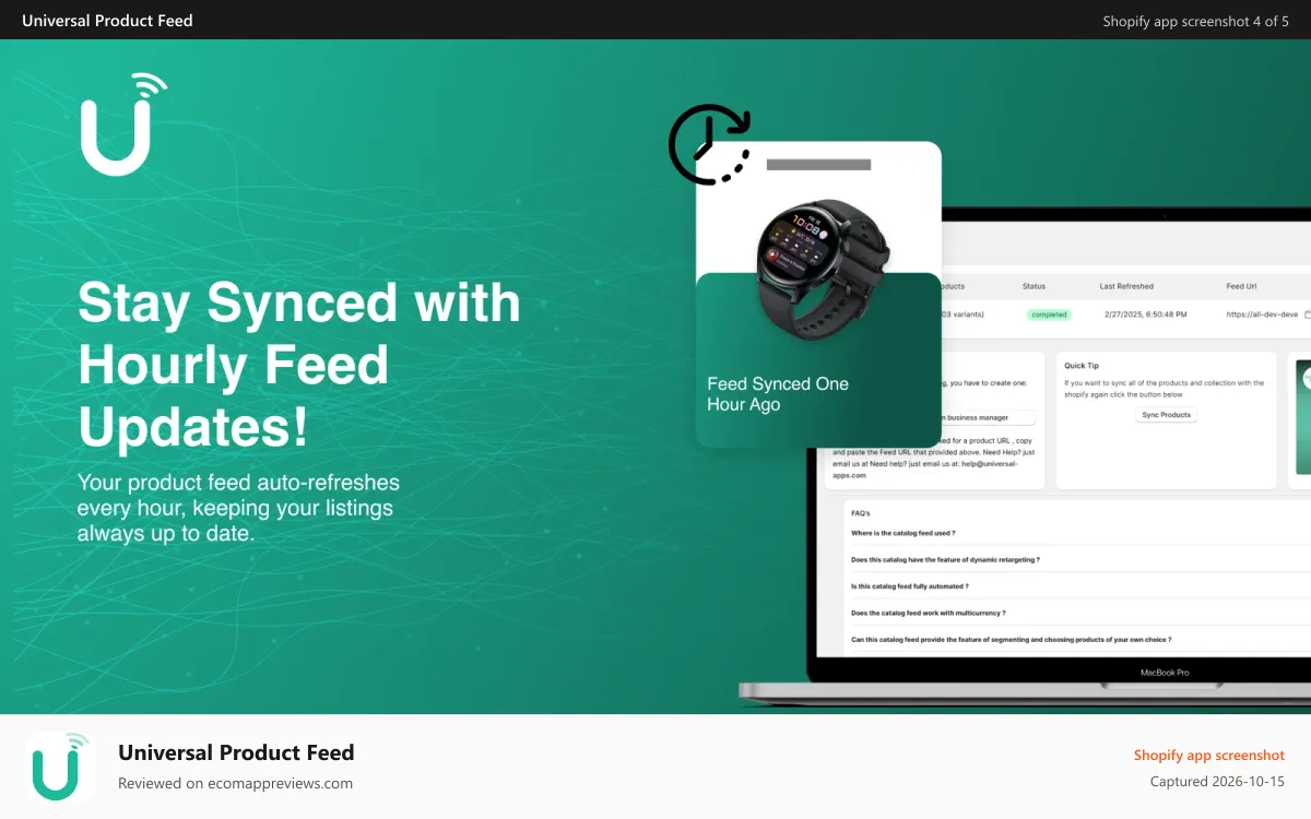 Universal Product Feed Shopify app screenshot: Google Shopping Settings