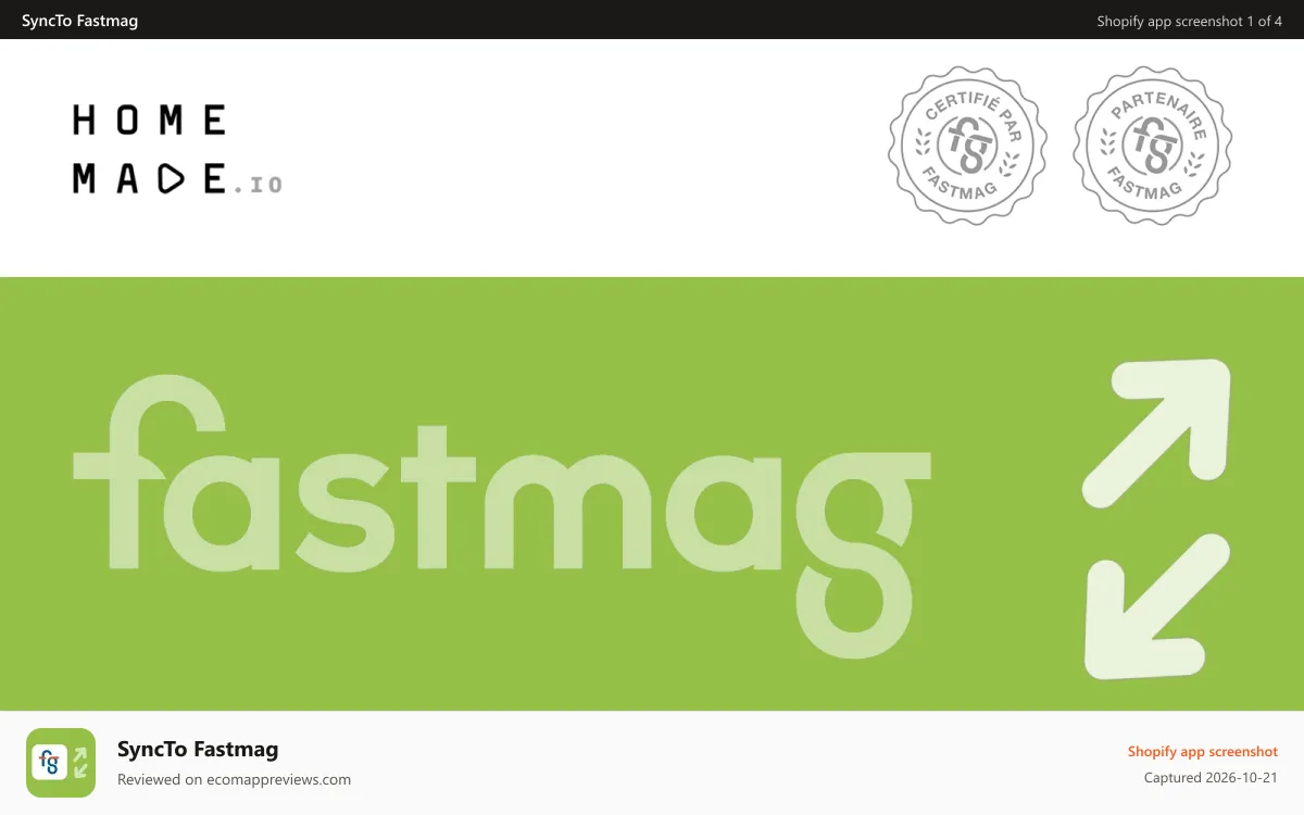 SyncTo Fastmag Shopify app screenshot: Fastmag SyncTo for Shopify