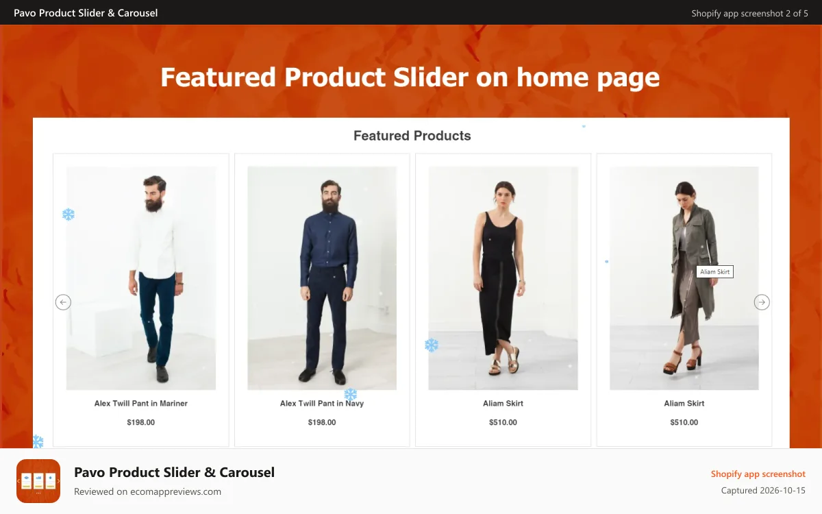 Pavo Product Slider & Carousel Shopify app screenshot: product slider 01