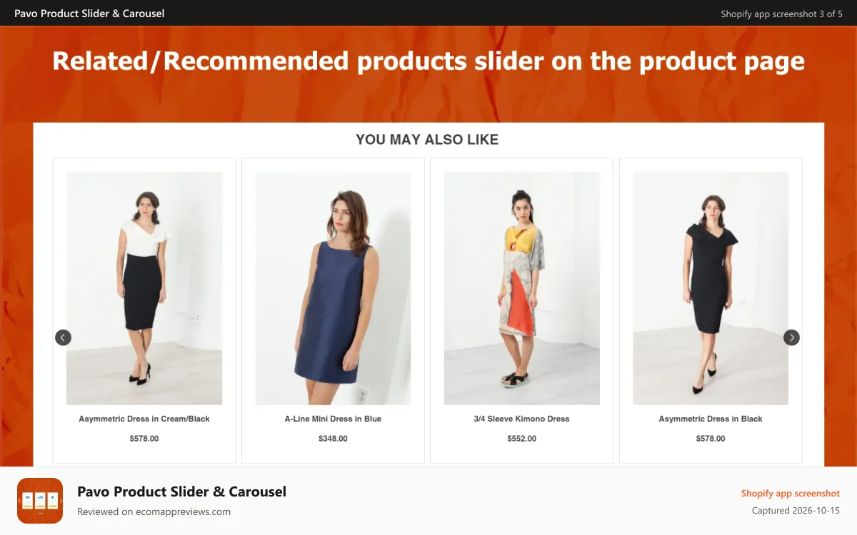 Pavo Product Slider & Carousel Shopify app screenshot: product slider 02