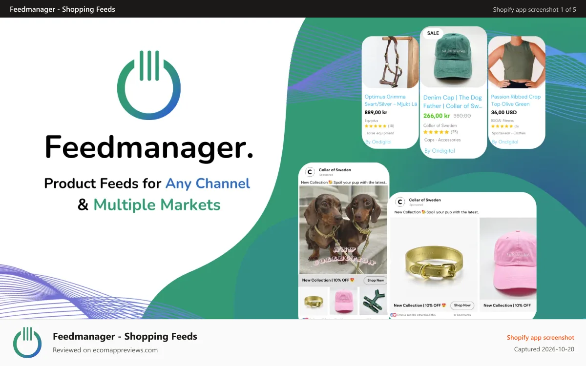 Feedmanager ‑ Shopping Feeds Shopify app screenshot: Feedmanager Product shopping feeds for any channel
