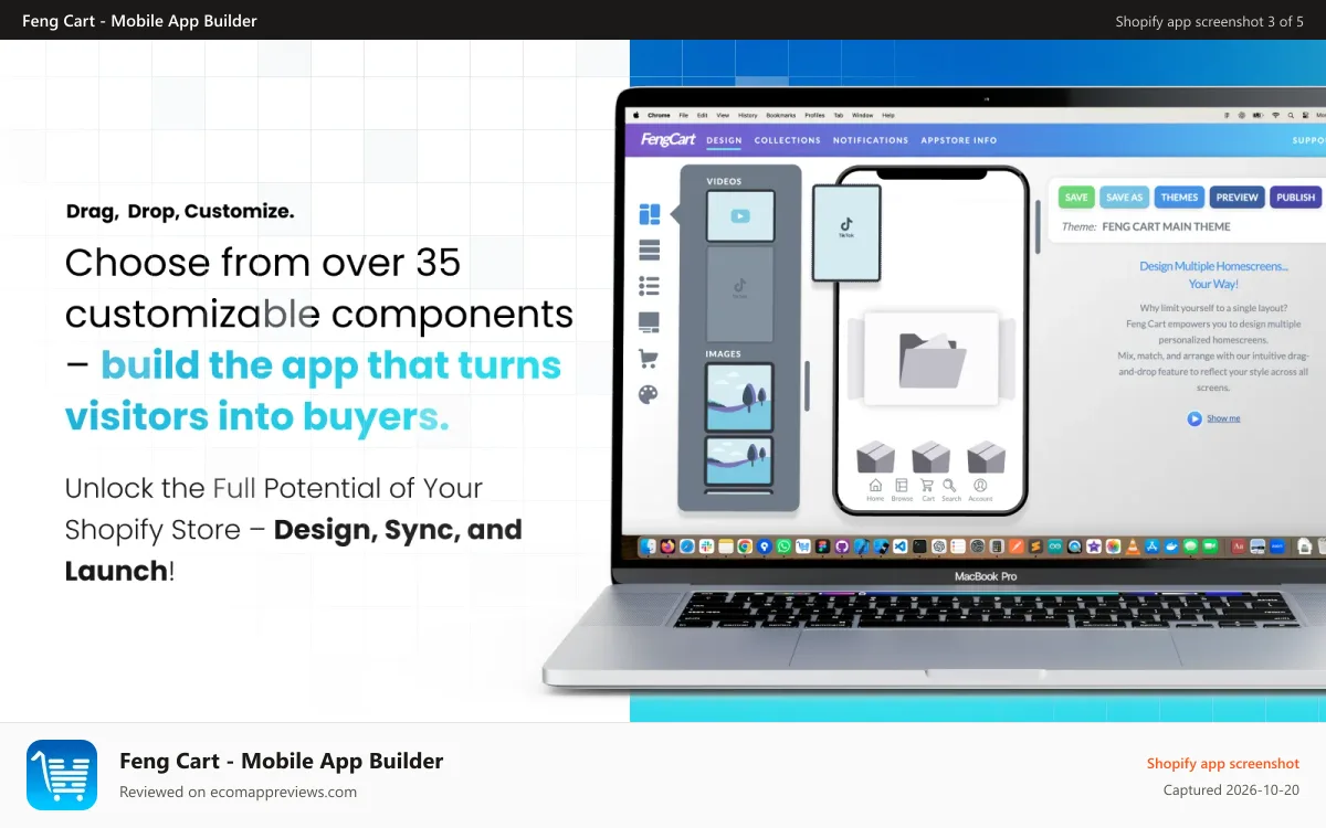 Feng Cart ‑ Mobile App Builder Shopify app screenshot: Admin Blocks