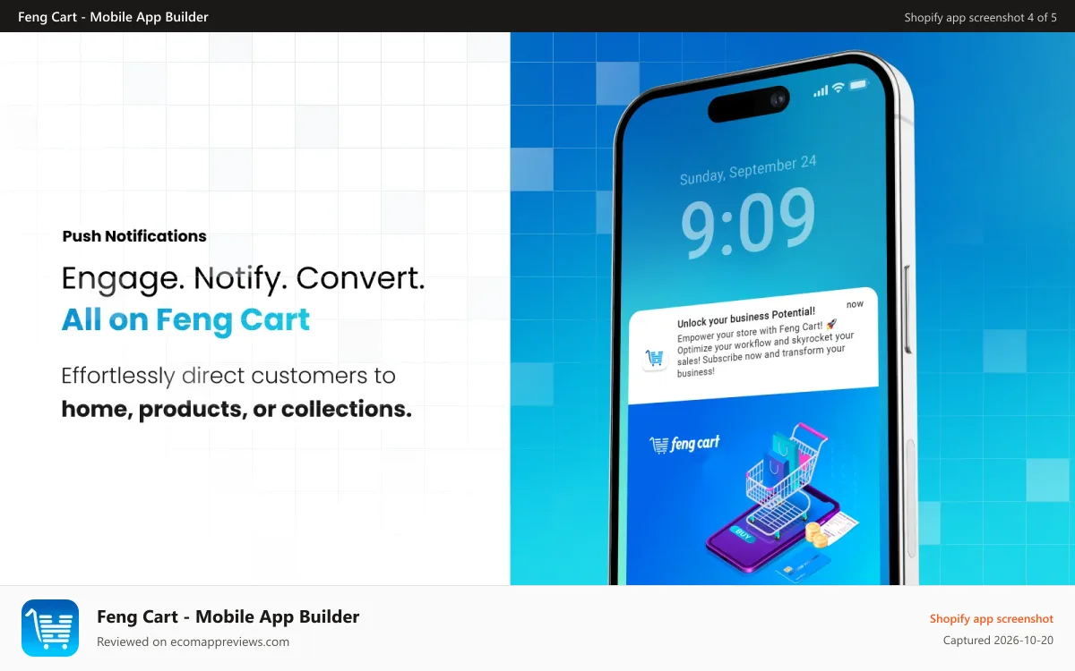 Feng Cart ‑ Mobile App Builder Shopify app screenshot: Push Notifications
