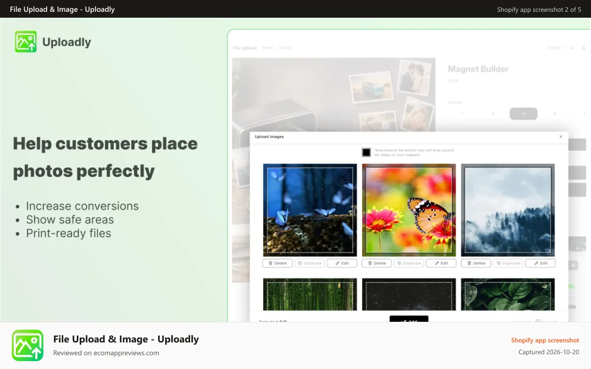 File Upload & Image ‑ Uploadly Shopify app screenshot: Image and file preview for better user experience