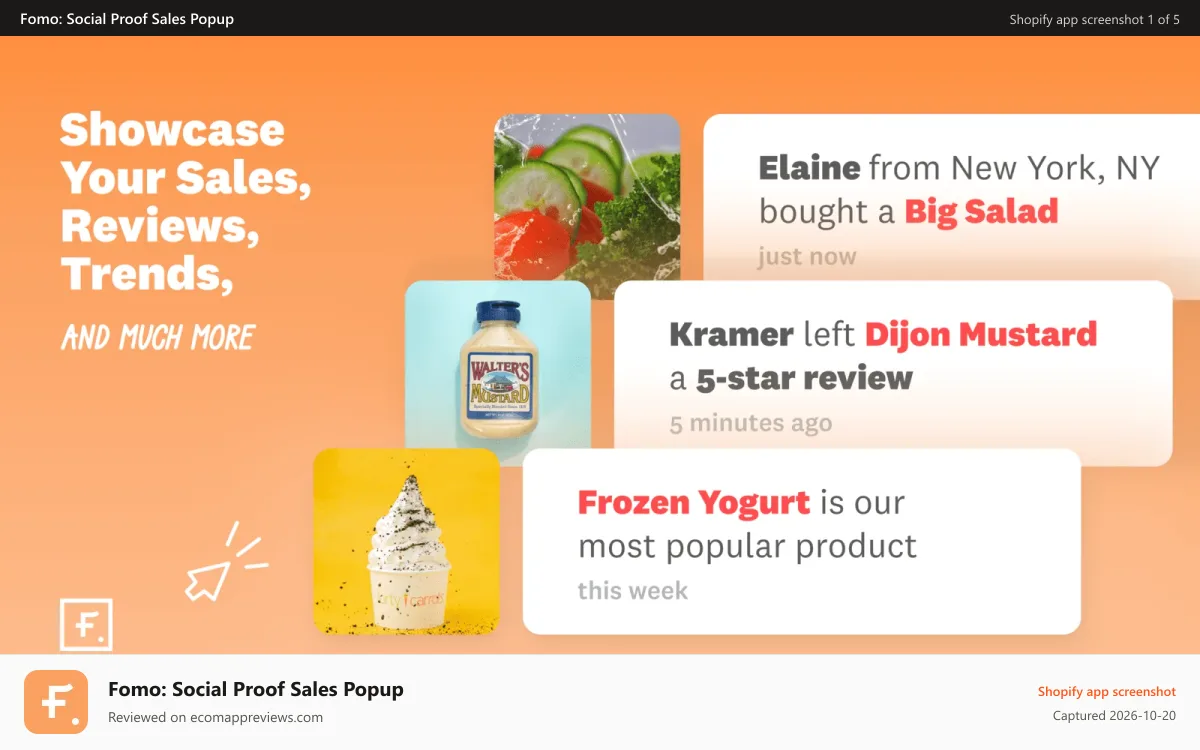 Fomo: Social Proof Sales Popup Shopify app screenshot: Social Proof & Sales Popup Use Cases