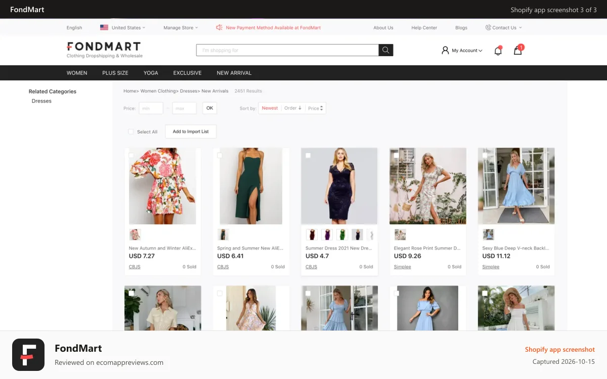 FondMart Shopify app screenshot: FondMart Marketplace