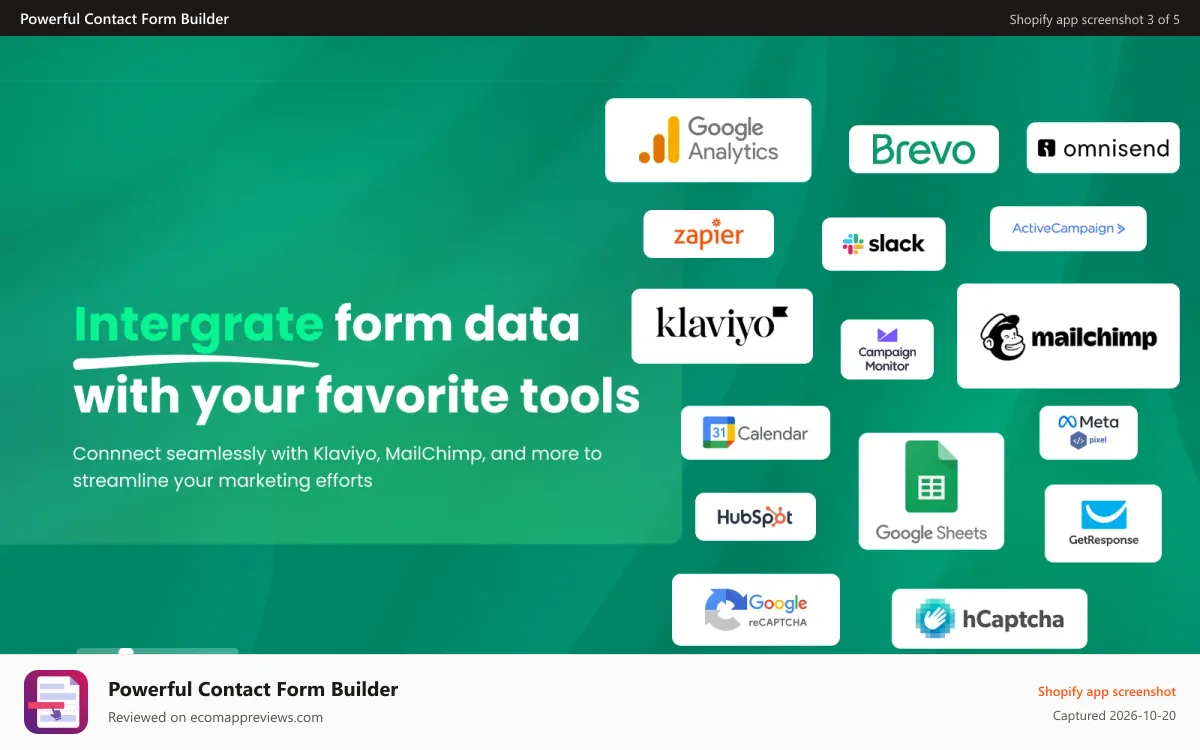 Powerful Contact Form Builder Shopify app screenshot: Float form
