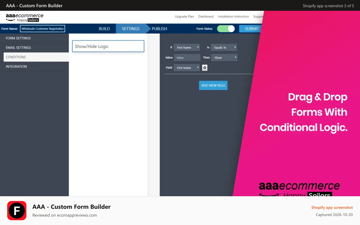AAA ‑ Custom Form Builder Shopify app screenshot: Paypal Stipe Order Form