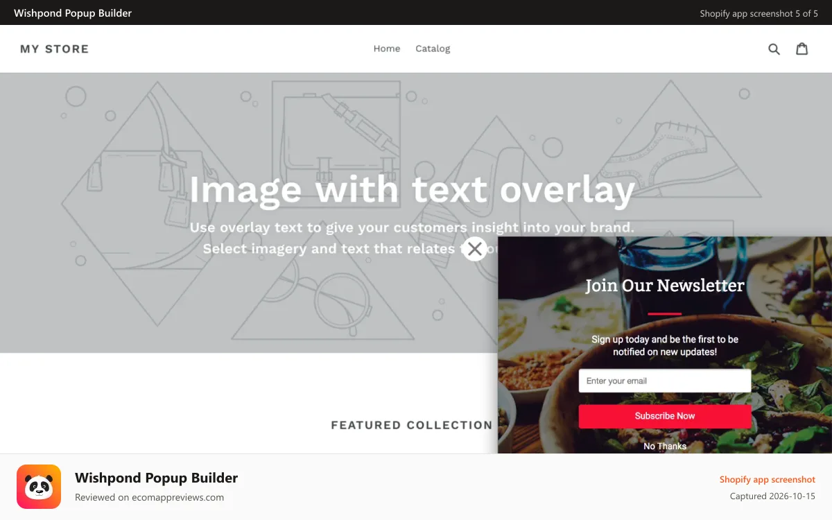 Wishpond Popup Builder Shopify app screenshot: Slide-in Popup Example