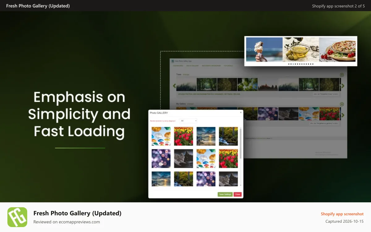 Fresh Photo Gallery (Updated) Shopify app screenshot: Easy upload