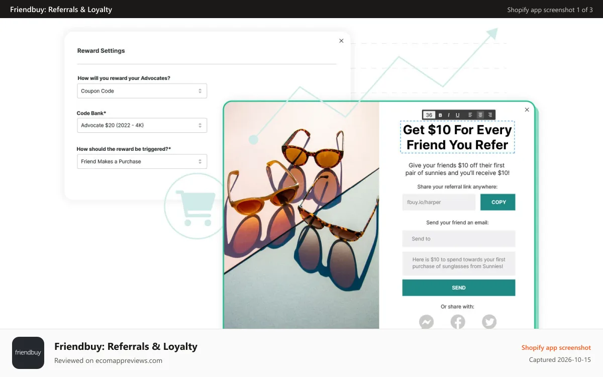 Friendbuy: Referrals & Loyalty Shopify app screenshot: Campaign Management