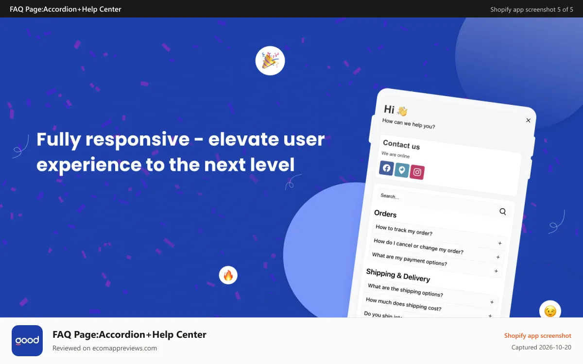 FAQ Page:Accordion+Help Center Shopify app screenshot: Mobile friendly