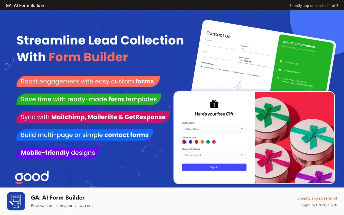 GA: AI Form Builder Shopify app screenshot: Banner