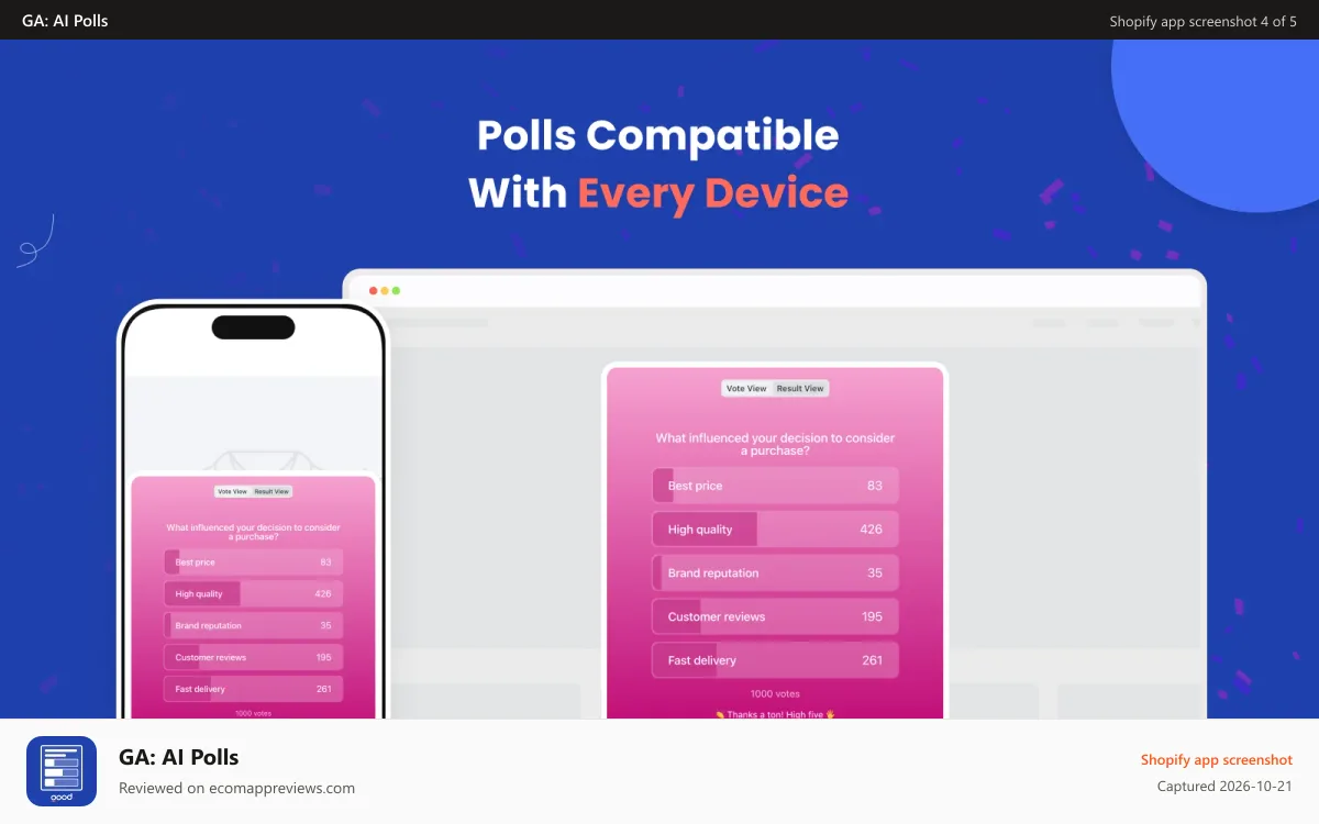 GA: AI Polls Shopify app screenshot: Responsiveness