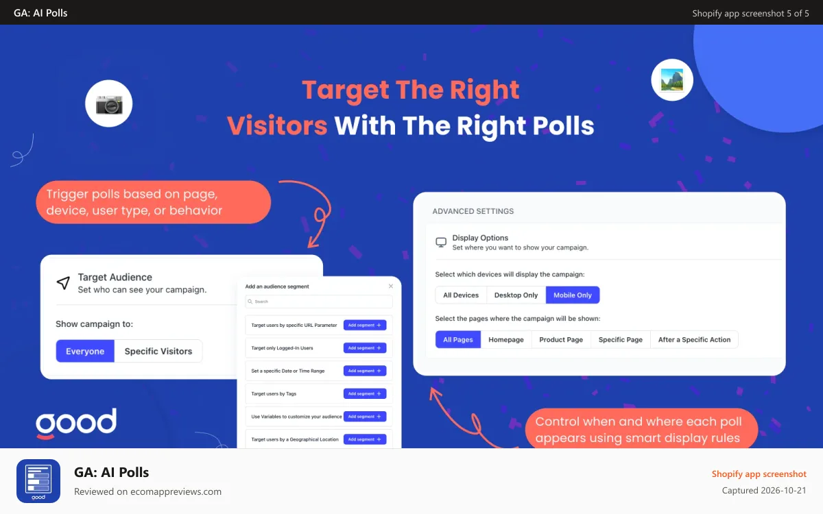GA: AI Polls Shopify app screenshot: Triggers