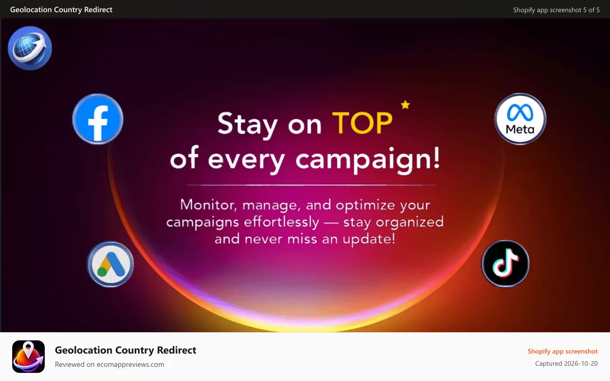 Geolocation Country Redirect Shopify app screenshot: setup-custom-popups