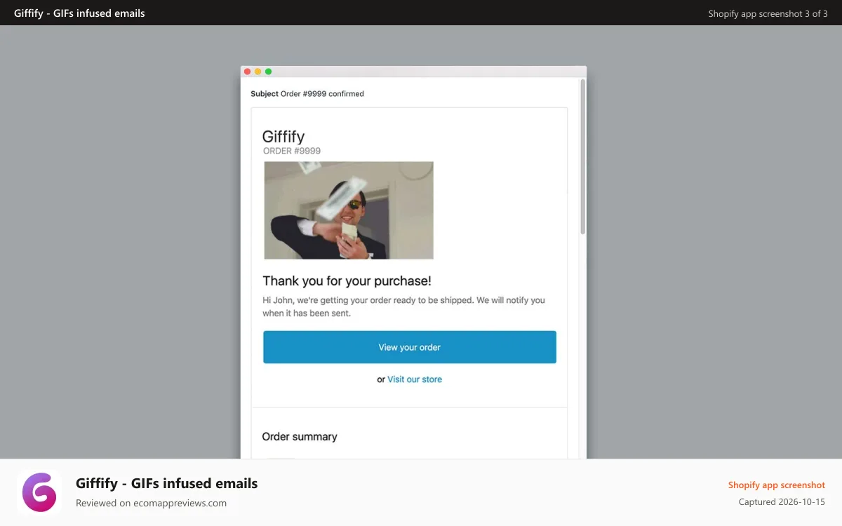 Giffify ‑ GIFs infused emails Shopify app screenshot: and start selling more