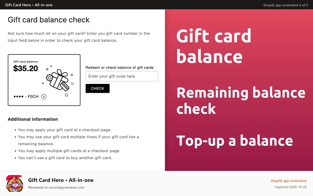 Gift Card Hero • All‑in‑one Shopify app screenshot: Live preview and UI customization
