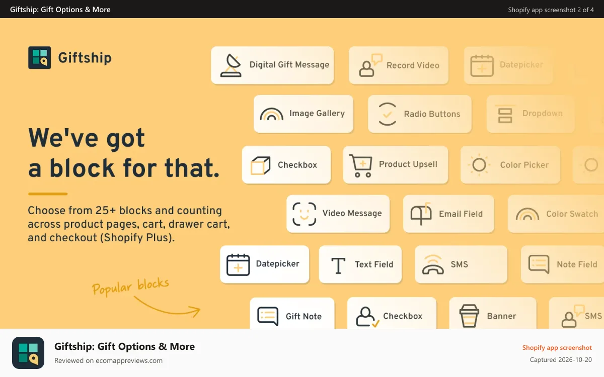 Giftship: Gift Options & More Shopify app screenshot: With our gift app, customers can add a gift wrap and much more.