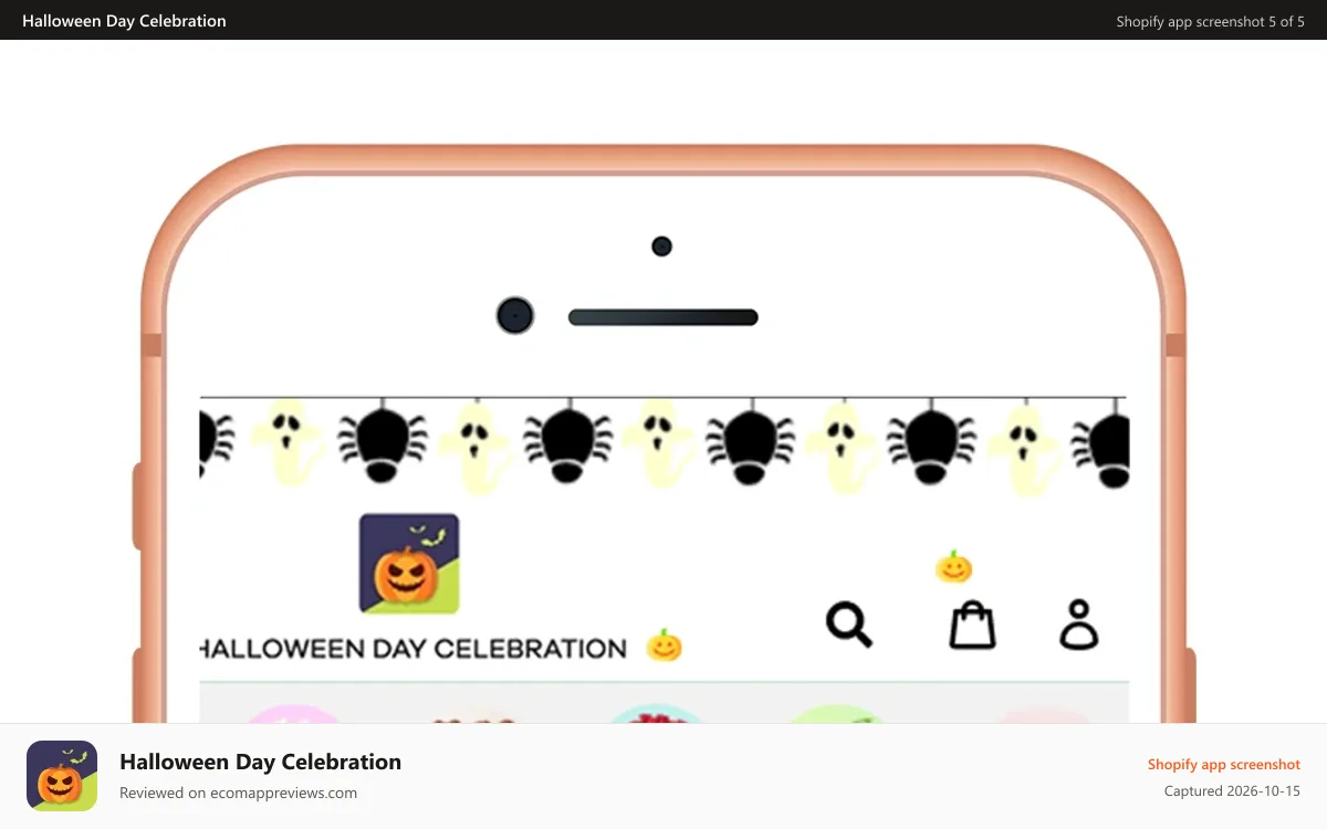 Halloween Day Celebration Shopify app screenshot: Mobile Halloween Screenshot