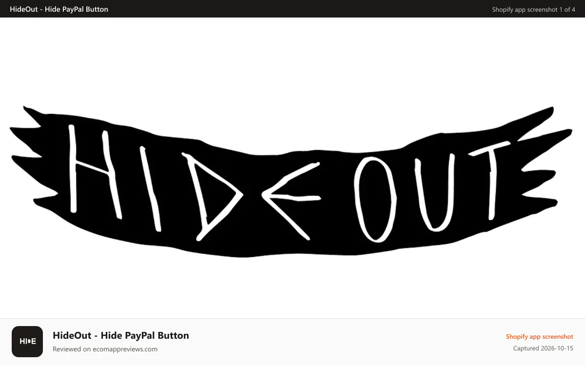 HideOut ‑ Hide PayPal Button Shopify app screenshot: hideout shopify app