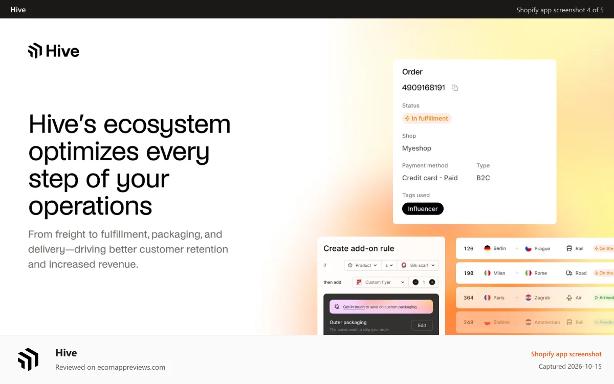 Hive Shopify app screenshot: Post-puchase management with the Customer Portal