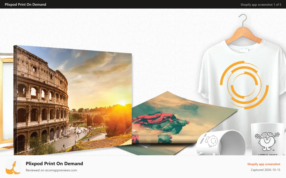 Plixpod Print On Demand Shopify app screenshot: Print On Demand & Merchandising Online