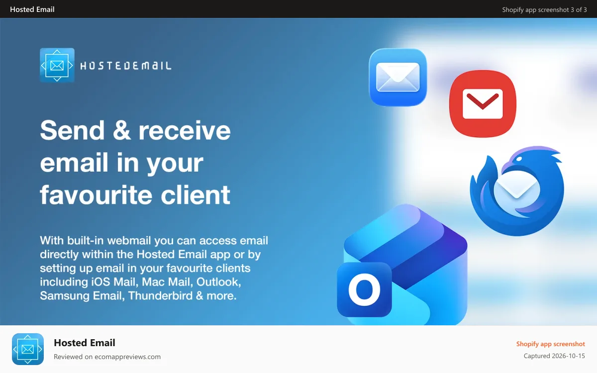 Hosted Email Shopify app screenshot: Zoho - Email Server - Email Service - Email - Webmail