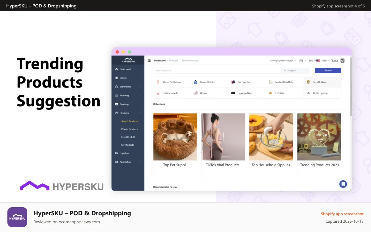HyperSKU – POD & Dropshipping Shopify app screenshot: find products, bundle & split orders-HyperSKU PRO Dropshipping