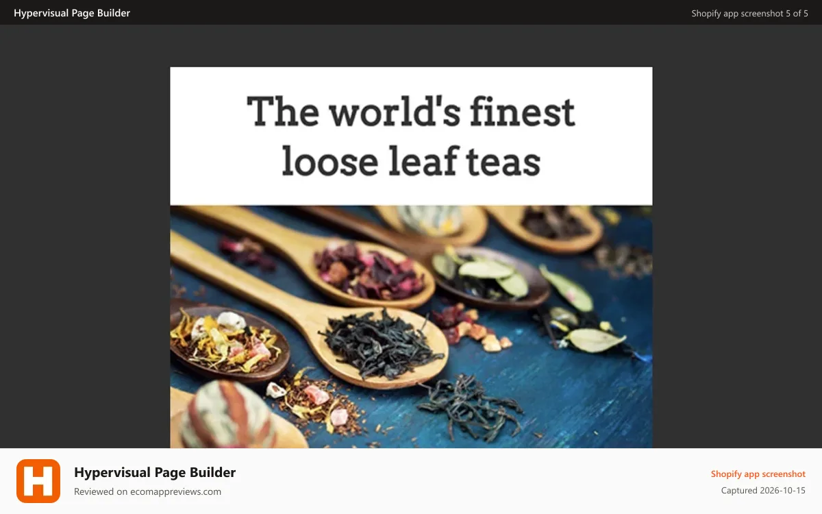 Hypervisual Page Builder Shopify app screenshot: Sample page optimized for mobile