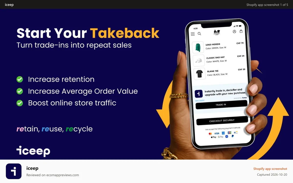 iceep Shopify app screenshot: iceep takeback