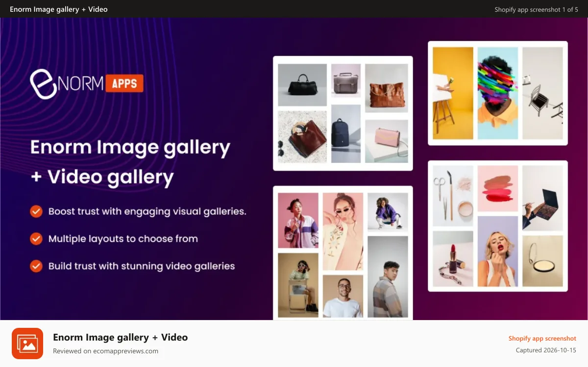 Enorm Image gallery + Video Shopify app screenshot: Image gallery + Video Gallery